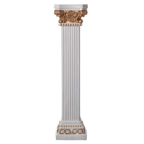 Uniquewise Fiberglass White Plinth Roman Column Ionic Piller Pedestal Vase Stand - Photography Props - 49 Inch - QI004125-49