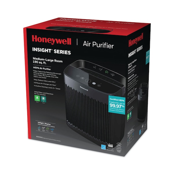 Honeywell InSight HEPA Air Purifier, 190 sq ft Room Capacity, Black - HPA5100B