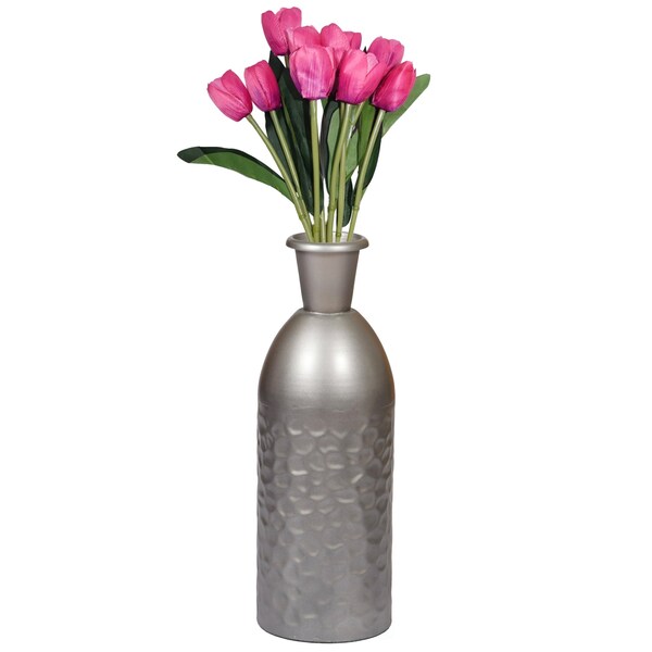 Uniquewise Modern Decorative Iron Hammered Tabletop Centerpiece Flower Vase, PK 2 - QI004129.2