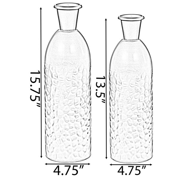 Uniquewise Modern Decorative Iron Hammered Tabletop Centerpiece Flower Vase, PK 2 - QI004129.2
