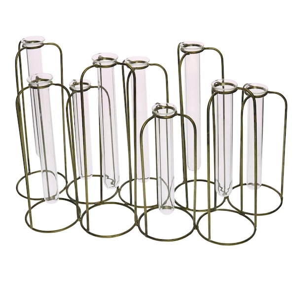 Palacedesigns Burnished Gold Test Tube Cluster Vase - PA3099710