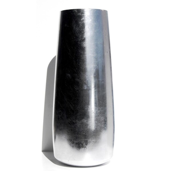 Palacedesigns 18 in. GILT Gilded Glass Zen Vase, Silver - PA3183114
