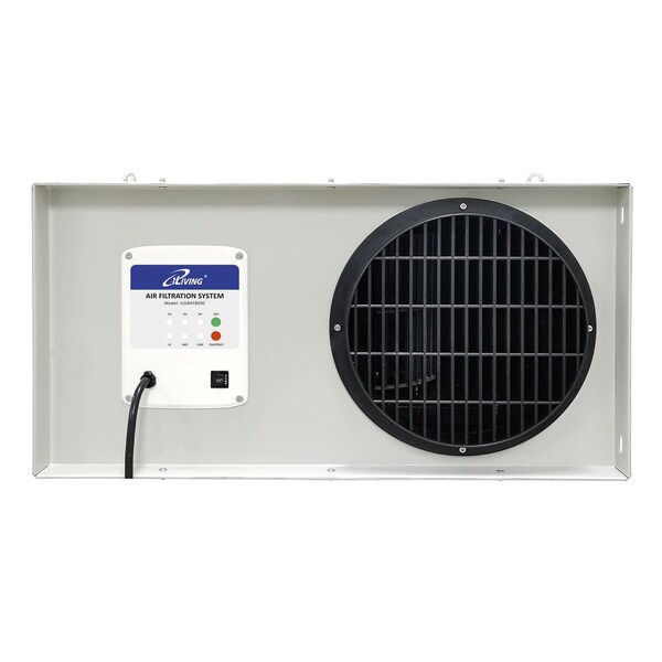 Iliving Three-Speed Fan Air Filtration System with Remote, Ceiling Hung or Portable on Wheels, 1025 CFM - ILG8AF8000