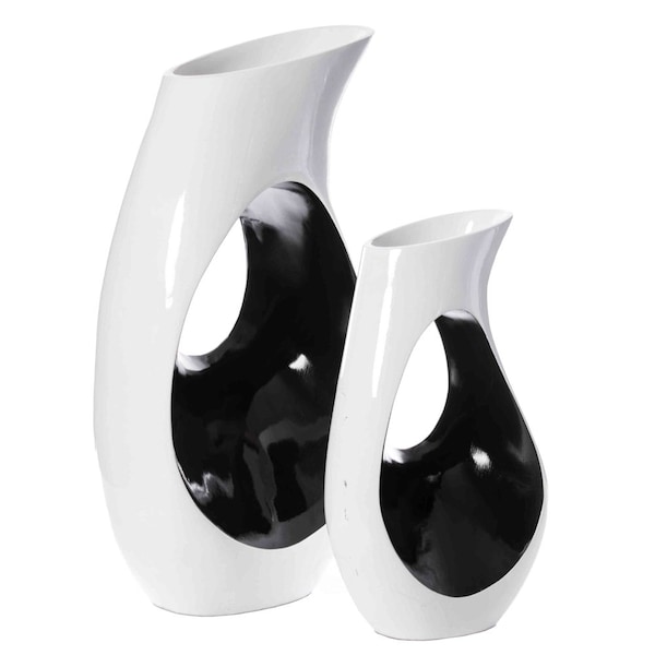 Uniquewise Modern floor vase, White Unique Trumpet Floor Vase, Home Interior Decoration, Modern Floor - QI004002.2
