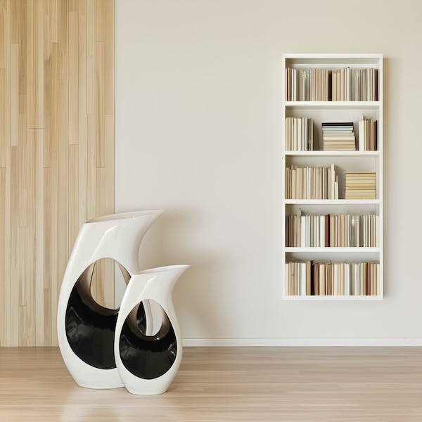 Uniquewise Modern floor vase, White Unique Trumpet Floor Vase, Home Interior Decoration, Modern Floor - QI004002.2