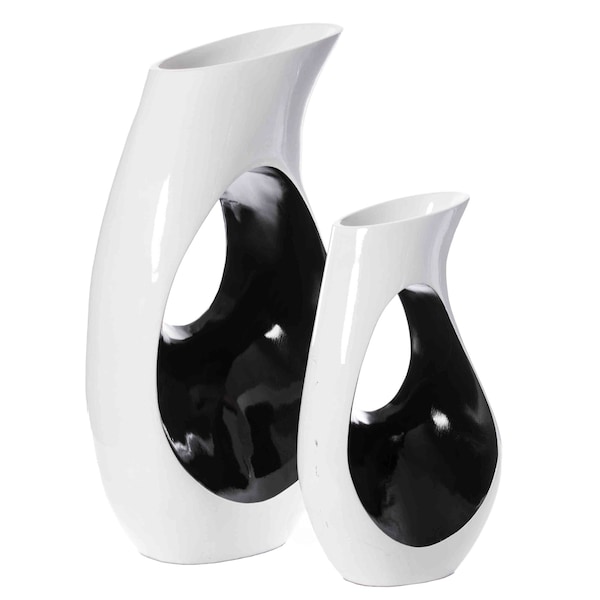 Uniquewise Modern floor vase, White Unique Trumpet Floor Vase, Home Interior Decoration, Modern Floor - QI004002.2