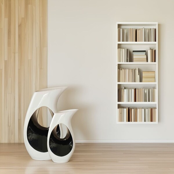 Uniquewise Modern floor vase, White Unique Trumpet Floor Vase, Home Interior Decoration, Modern Floor - QI004002.2