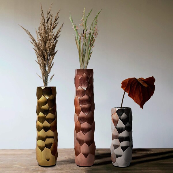 Uniquewise Set of 3 Metal Honeycomb Design Table Flower Vase for Dining Room, Living Room Bedroom, or Wedding - QI004247
