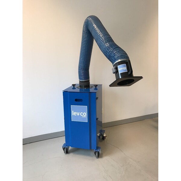 Lev-Co 700-1400 CFM portable filter c/w cleanable filter (CF), 10' extractor arm and casters - RF-CF-3000-115
