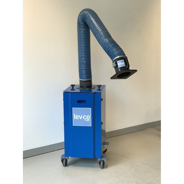 Lev-Co 700-1400 CFM portable filter c/w cleanable filter (CF), 10' extractor arm and casters - RF-CF-3000-115