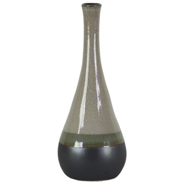 Urban Trends Collection Stoneware Bellied Round Vase with Small Mouth, Gray - Large - 11428