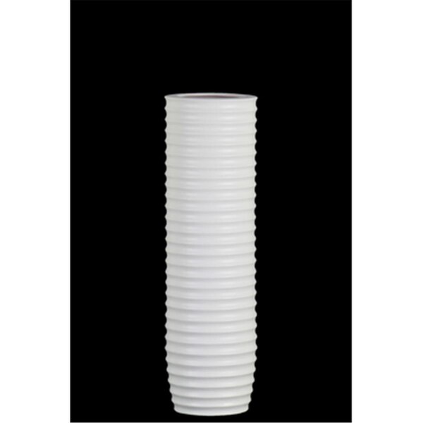 H2H Ceramic Cylinder Vase with Ribbed Design Body, White - Small - H23249295