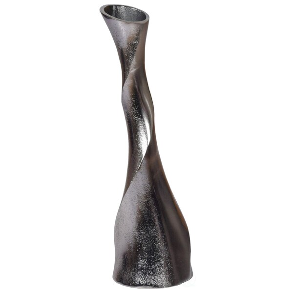 Uniquewise Aluminium-Casted Decorative Twisted Shape Flower Vase, Black Nickel 13.25 Inch - QI004135