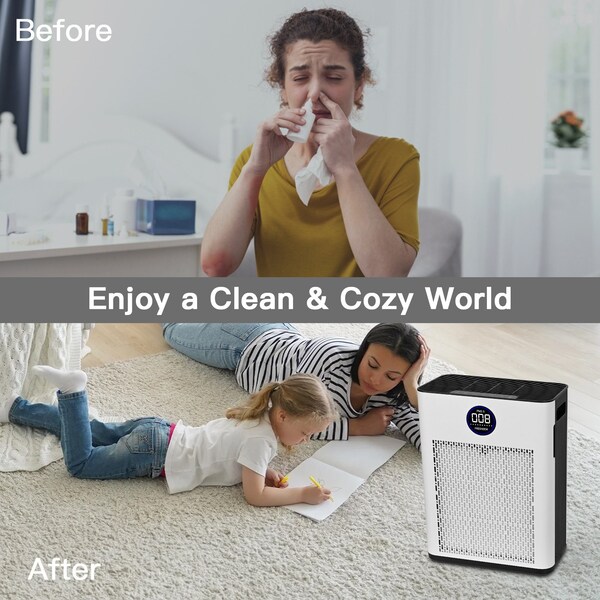 Edendirect 387 sq. ft. H13 HEPA True Personal Console Air Purifier in Whites, Activated Carbon Odor Purify - IR-AP500
