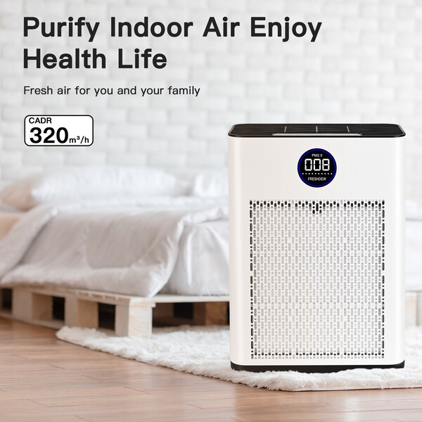 Edendirect 387 sq. ft. H13 HEPA True Personal Console Air Purifier in Whites, Activated Carbon Odor Purify - IR-AP500