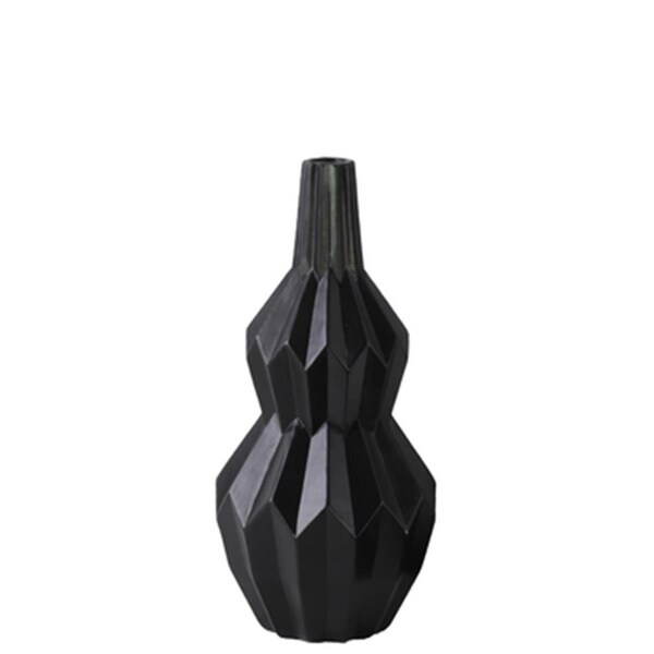 Urban Trends Collection Ceramic Bellied Round Vase with Narrow Lips, Black - Small - 21458