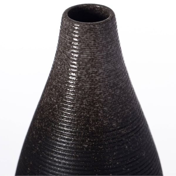 Uniquewise 6 Inch Modern Decorative Ceramic Table Vase Ripped Design Tear Drop Shape Flower Holder, Black - QI004357