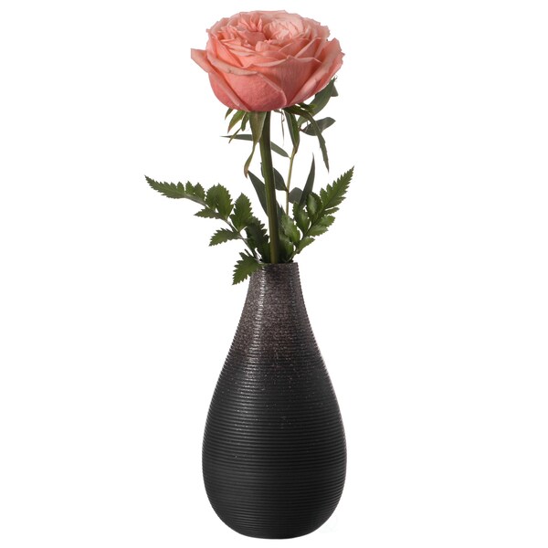 Uniquewise 6 Inch Modern Decorative Ceramic Table Vase Ripped Design Tear Drop Shape Flower Holder, Black - QI004357
