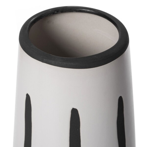 Fabulaxe 9.5 H Ceramic Modern Painted Brushstrokes Tapered Flower Table Vase, Black and White - QI004060.L