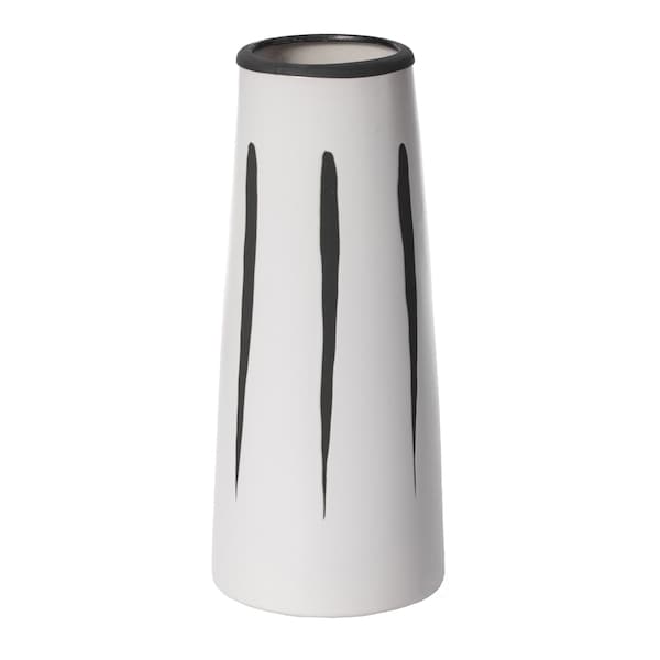 Fabulaxe 9.5 H Ceramic Modern Painted Brushstrokes Tapered Flower Table Vase, Black and White - QI004060.L