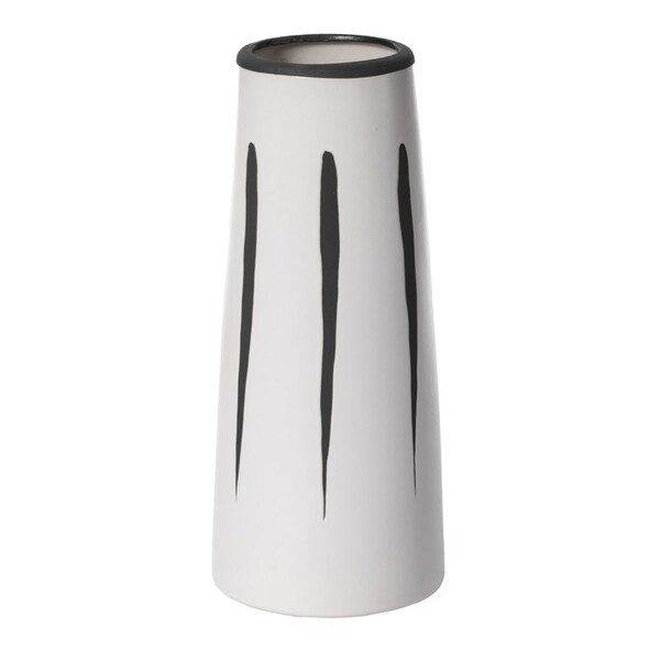 Fabulaxe 9.5 H Ceramic Modern Painted Brushstrokes Tapered Flower Table Vase, Black and White - QI004060.L