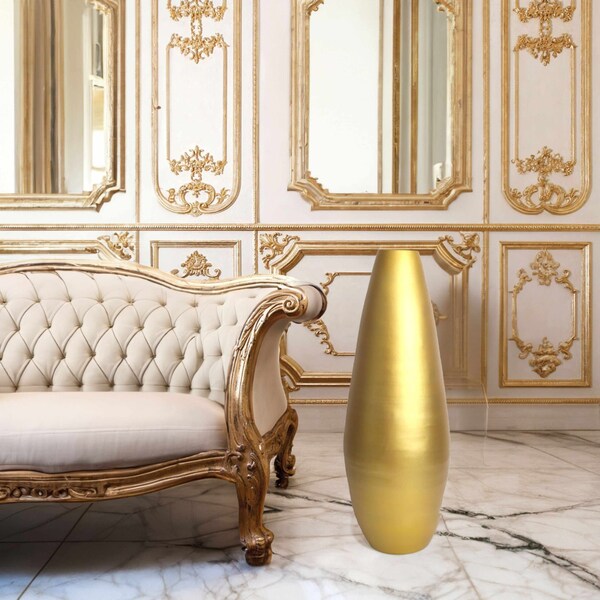 Uniquewise Gold Floor Vase with Natural Mulberry Branches - 31.5in Spun Bamboo Vase & 47in Decorative - QI003354G.MB