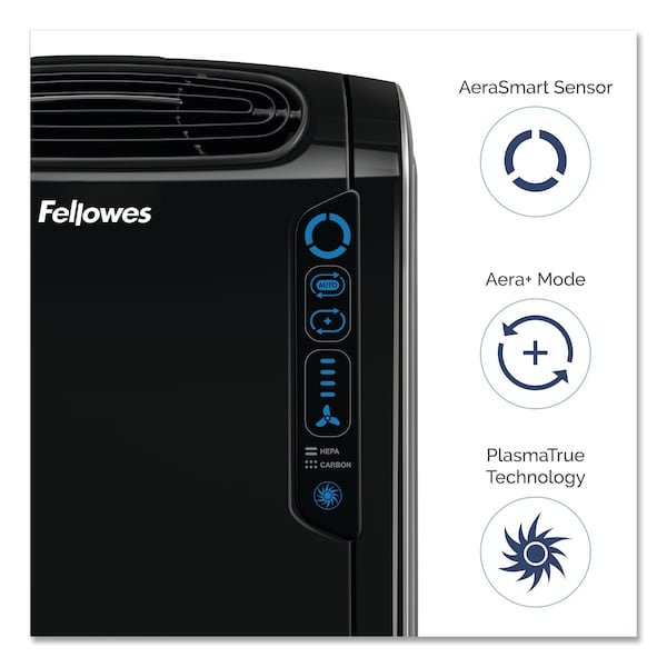 Fellowes HEPA and Carbon Filtration Air Purifiers, 200-400 sq ft Room Capacity, Black - 9286101