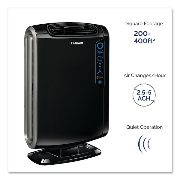 Fellowes HEPA and Carbon Filtration Air Purifiers, 200-400 sq ft Room Capacity, Black - 9286101