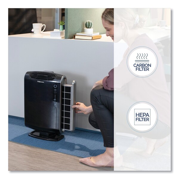 Fellowes HEPA and Carbon Filtration Air Purifiers, 200-400 sq ft Room Capacity, Black - 9286101