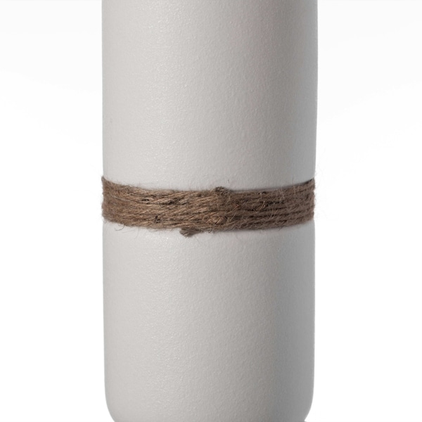 Uniquewise Decorative Modern Ceramic Cylinder Shape Table Vase Flower Holder with Rope, White 11 Inch - QI004362.L.WT