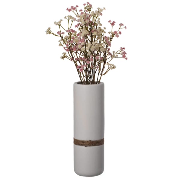 Uniquewise Decorative Modern Ceramic Cylinder Shape Table Vase Flower Holder with Rope, White 11 Inch - QI004362.L.WT