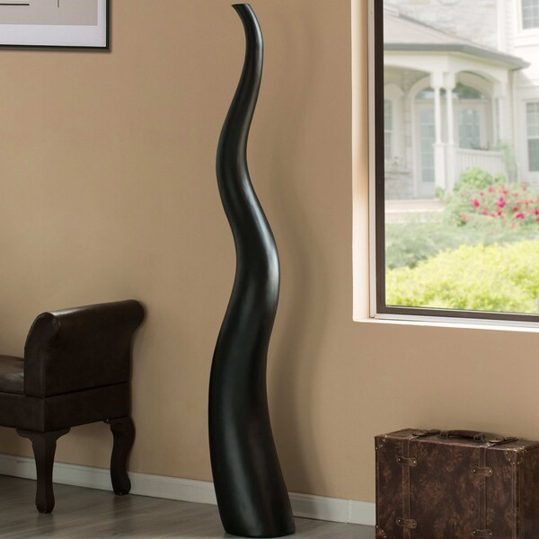 Uniquewise Tall Animal Horn Shape Floor Vase: Elegant Ceramic Black Accent, Antler Design, Set of 3 - QI004040.3