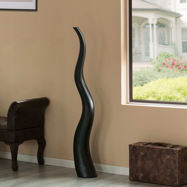 Uniquewise Tall Animal Horn Shape Floor Vase: Elegant Ceramic Black Accent, Antler Design, Set of 3 - QI004040.3