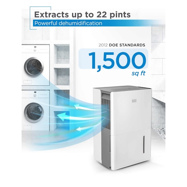 Black & Decker 1500 Sq. Ft. Dehumidifier for Medium to Large Spaces and Basements - BD22MWSA
