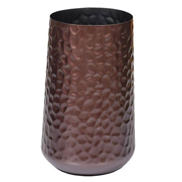 Uniquewise Brown Rustic Iron Flower Plant Centerpiece Hammered Vase 10.75 Inch - QI004128.L