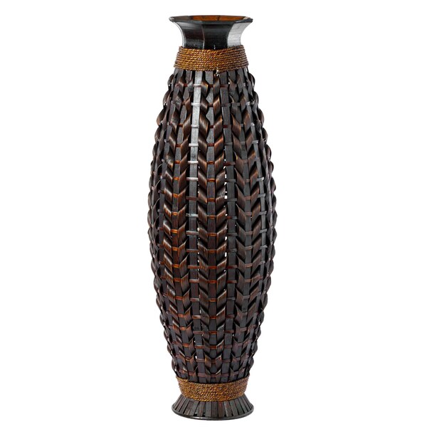 Uniquewise Tall Bamboo Floor Standing Vase with Wicker Woven Design 39 Inch High - QI003822