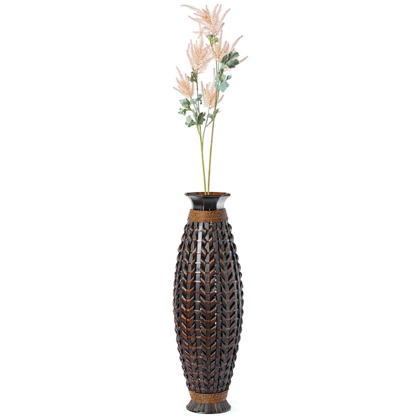 Uniquewise Tall Bamboo Floor Standing Vase with Wicker Woven Design 39 Inch High - QI003822