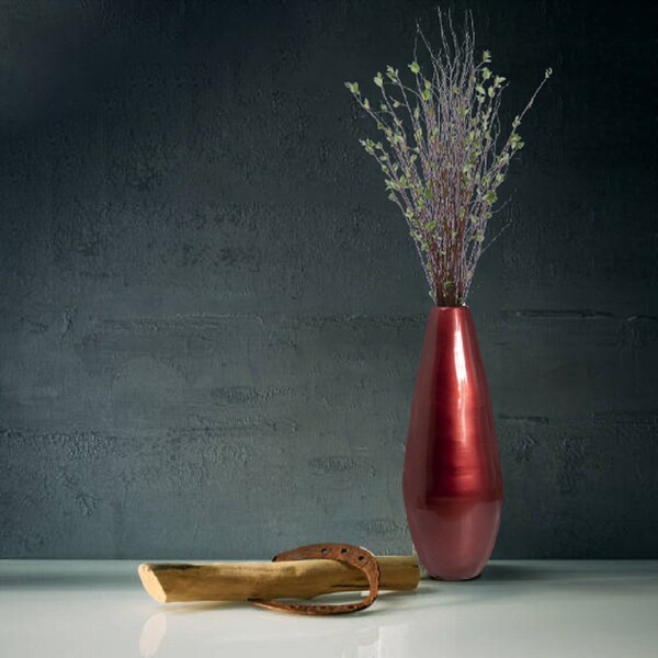 Uniquewise Set of 3 31.5in Spun Bamboo Tall Floor Vase - Sleek Metallic Finish, Elegant Home - QI003354.GRS