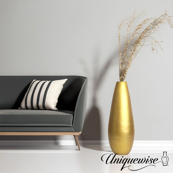 Uniquewise Set of 3 31.5in Spun Bamboo Tall Floor Vase - Sleek Metallic Finish, Elegant Home - QI003354.GRS