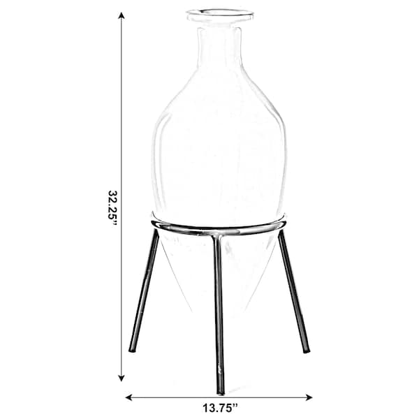 Uniquewise Roman Style Ancient Pointed Amphora Vase on Metal Tripod Stand - QI003859