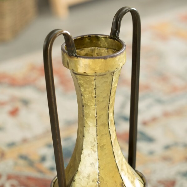 Uniquewise Set of 2 Antique Style Metal Jug Floor Vase with 2 Handles - Vintage Inspired Rustic Design for - QI004440.2