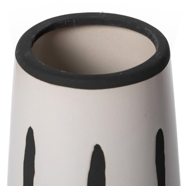 Fabulaxe 7 H Ceramic Modern Painted Brushstrokes Tapered Flower Table Vase, Black and White - QI004060.M