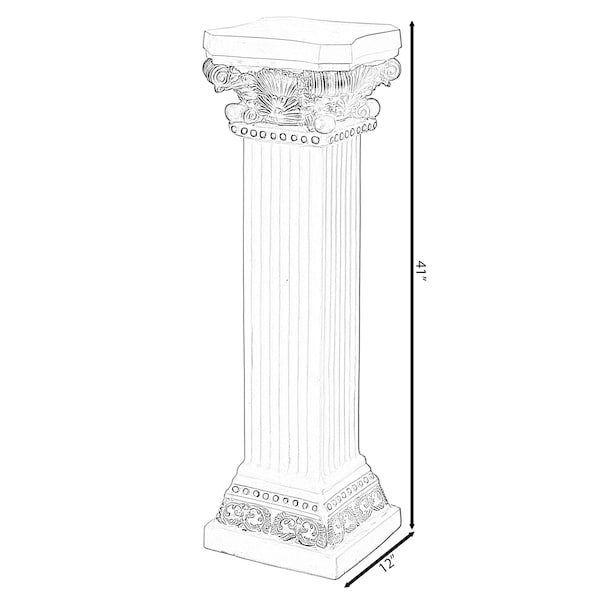 Uniquewise Fiberglass White Plinth Roman Column Ionic Piller Pedestal Vase Stand - Photography Props - 41 Inch - QI004125-41