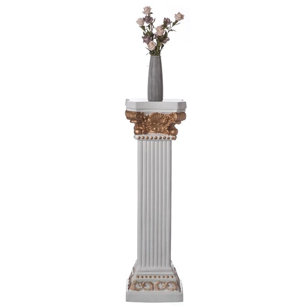 Uniquewise Fiberglass White Plinth Roman Column Ionic Piller Pedestal Vase Stand - Photography Props - 41 Inch - QI004125-41