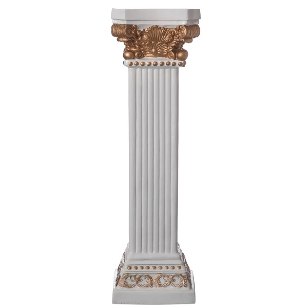 Uniquewise Fiberglass White Plinth Roman Column Ionic Piller Pedestal Vase Stand - Photography Props - 41 Inch - QI004125-41