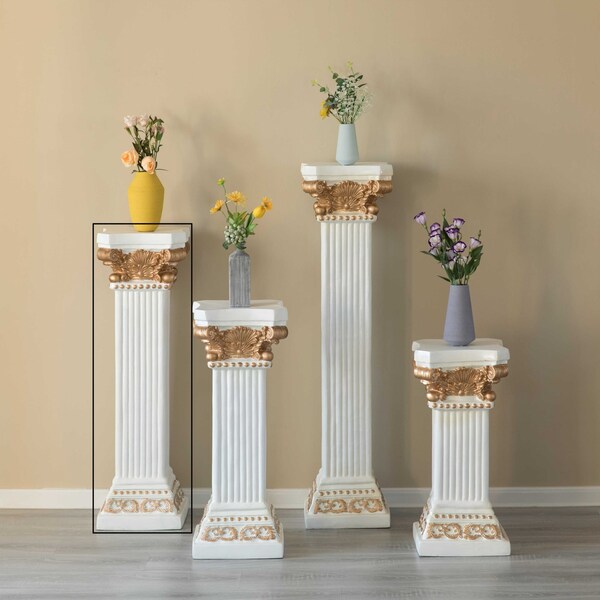 Uniquewise Fiberglass White Plinth Roman Column Ionic Piller Pedestal Vase Stand - Photography Props - 41 Inch - QI004125-41