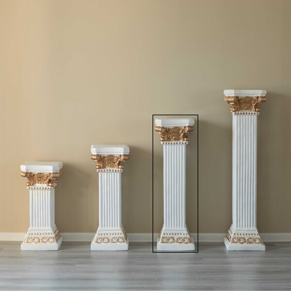 Uniquewise Fiberglass White Plinth Roman Column Ionic Piller Pedestal Vase Stand - Photography Props - 41 Inch - QI004125-41
