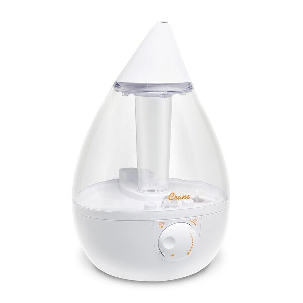 Crane Usa Drop Ultrasonic Cool Mist Humidifier, 1 Gallon, Clear/White - EE-5301CW