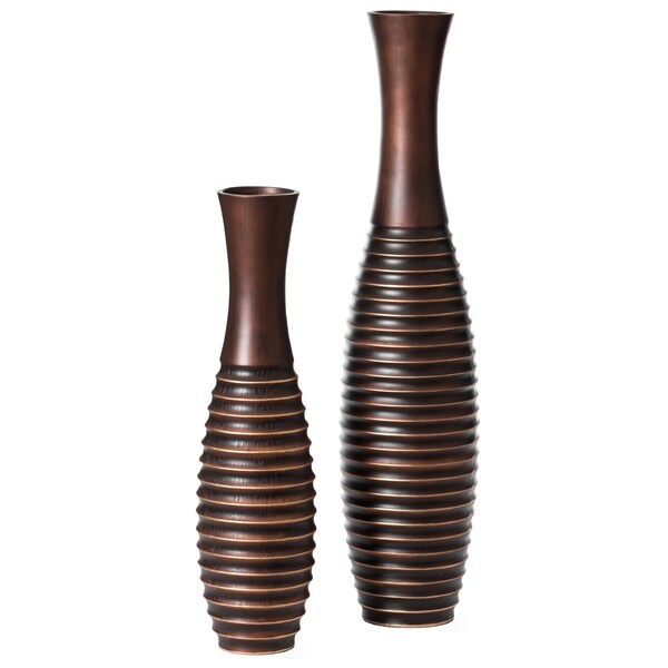 Uniquewise Decorative Conemporary Tall Trumpet Shape Floor Vase, Brown, PK 2 - QI004191.2
