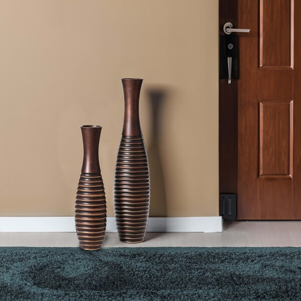 Uniquewise Decorative Conemporary Tall Trumpet Shape Floor Vase, Brown, PK 2 - QI004191.2